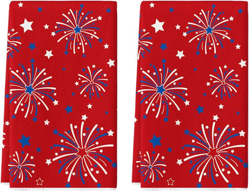 Artoid Mode Red Stars Firework America Patriotic 4th of July Kitchen Towels