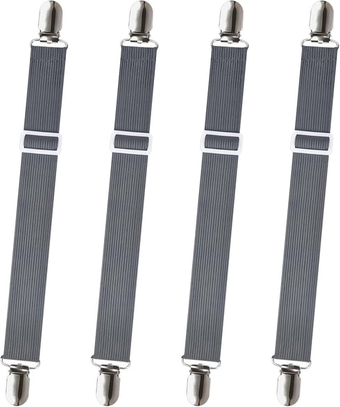 Sopito 4pcs Adjustable Elastic Sheet Fasteners to Keep Sheets in Place, Heavy Duty Non Slip Bed Cover Grippers Clips