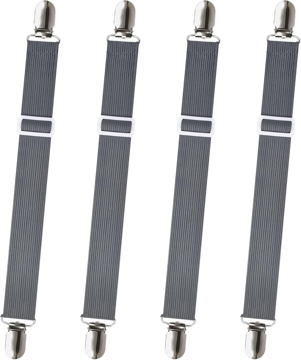 Sopito 4pcs Adjustable Elastic Sheet Fasteners to Keep Sheets in Place, Heavy Duty Non Slip Bed Cover Grippers Clips