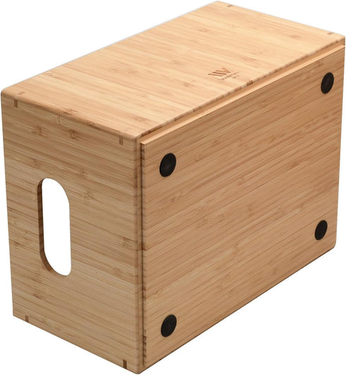 MobileVision Bamboo Storage Box, Open Front Stackable Bin Organizer for Kitchen Pantries, 12 x 9 x 6 inches