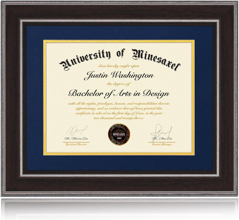 11x14 Diploma Frames 8.5x11 with Blue Mat, Fits Degree Certificate Document, 14