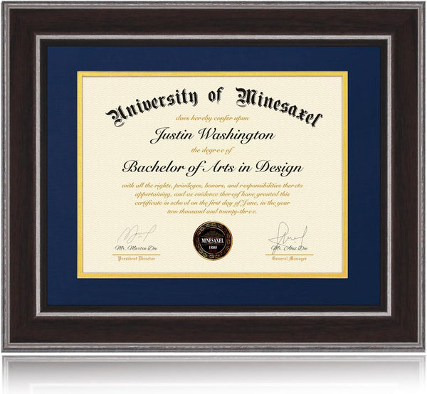 11x14 Diploma Frames 8.5x11 with Blue Mat, Fits Degree Certificate Document, 14