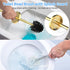 Flyzenvibe Set Stainless Steel Toilet Brush and Holder Brushed Gold Heavy Duty Toilet Bowl Brush with Long Handle