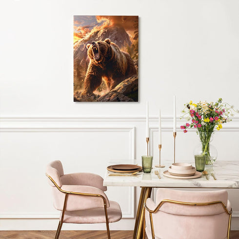 Forest Bear Decor Wall Art, Canvas Print Framed Artwork for Bathroom, Bedroom, Living Room - 12x16