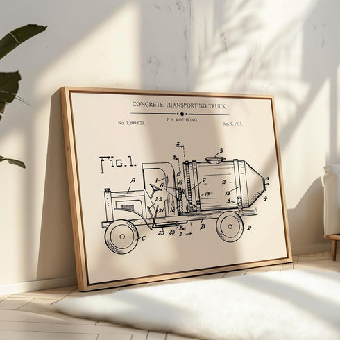 4-Piece Bulldozer 8x10 Poster Master Vintage Construction Blueprint Poster - Patent Print - Concrete Transporting Truck