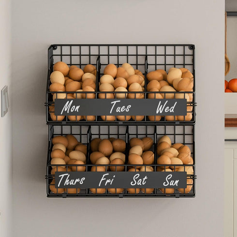 keomaisyto Egg Holder Countertop with 5 Dividers & DIY Labels to Separate