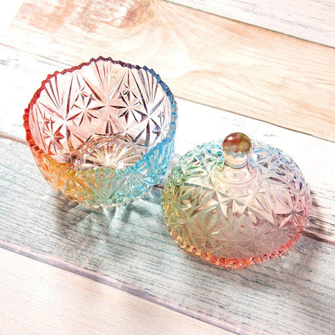 Danmu Colorful Glass Storage Jar with Lid, Candy & Cookie Jar, Jewelry Box, Buffet & Biscuit Containers (260ml)