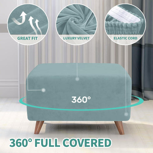 XX-Samll, MAXIJIN Velvet Ottoman Cover Rectangular Stretch Square Ottoman Covers Slipcover Rectangle Washable Foot