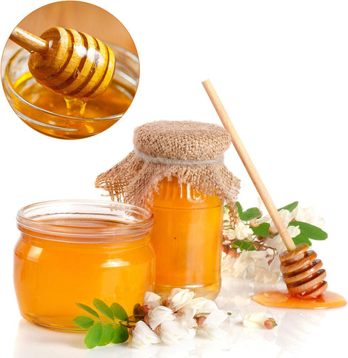 51 PCS Mini Wooden Honey Sticks Dipper, 3 Inch Honey Stirrer Stick for Honey Jar Dispense Drizzle Honey and Wedding