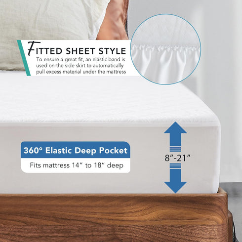 Kmall King Mattress Protector, Waterproof Noiseless Cover with Deep Pocket for 8-21 inches Mattress, Soft and Breathable