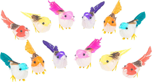 Warmtree 48 Pcs Artificial Simulation Feather Mini Decorative Fake Birds for Craft Home Ornaments & Wedding Decoration