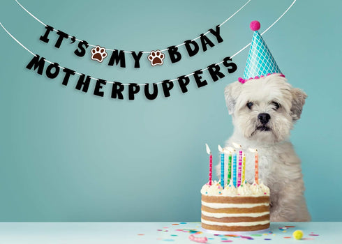 Funny Dog Birthday Banner - It's My Bday Motherpuppers, Paw Party Bunting Sign Decor