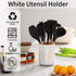 Glossy White Ceramic Utensil Holder for Countertop, Modern Small Cooking Utensil Crock, Easy to Clean, 4.5×6.4 IN