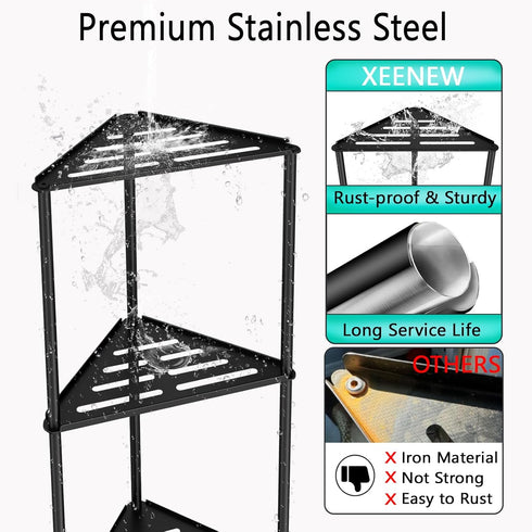 3 Standing Shower Caddy Corner, Tier Stainless Steel Shower Organizer Stand, Rustproof Corner Shower Shelves, Corner