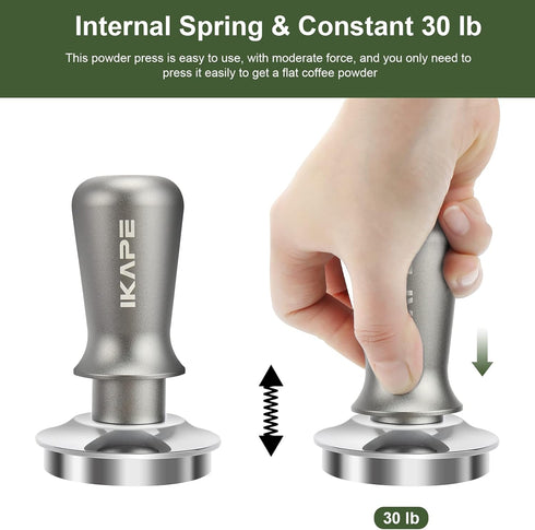 IKAPE 49mm Espresso Tamper, Premium Barista Coffee Tamper with Calibrated Spring Loaded, Flat Stainless Steel Base