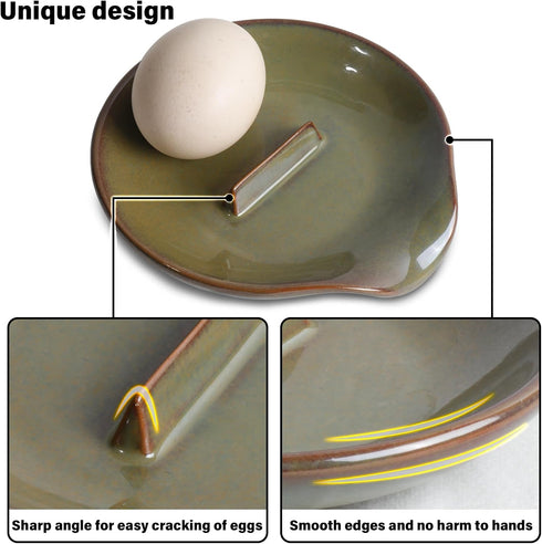 Egg Cracker & Spoon Holder, Ceramic Spoon Rest for Kitchen, Heat Resistant Utensil Holder for Countertop