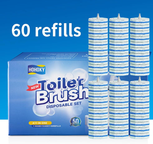 60pc 60 BaseToliet Refills Disposable Toilet mats Brush Cleaning System, Toilet Cleaning Brush, Replacement Brush