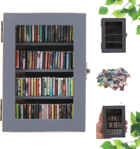 CLVTREBETO Anxiety Mini Bookshelf Ornament | Shake Away Your Anxiety Rustic Book Library