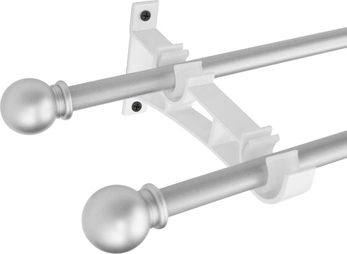 AddGrace Double Curtain Rod Brackets Set of 4, White Drapery Rod Window Hardware Holders