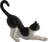 Veronese Design Hand Painted Figurine, 4 7/8 Inch Black and White Cat Stretching