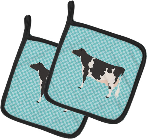 Caroline's Treasures BB7996PTHD Pot Holders - Holstein Cow Blue Check, Heat Resistant Kitchen Hot Pads, 7 1/2 x 7 1/2
