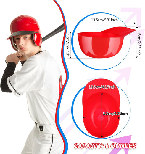 18PCS Mini Baseball Helmet Ice Cream Snack Bowl, 8 oz Helmets Plastic Baseball Cups, Kids Helmet Bowls, Mini Dessert Spoons Plastic Ice Cream Spoon for Birthday Party Supplies by Tendiren