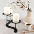 Iron Candle Holder Fireplace, Metal Candelabra Centerpiece Decor for 3 Pillar Candles