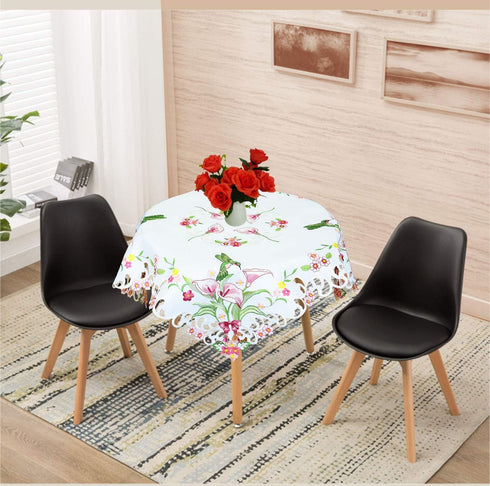 Hummingbird (3333 inch) Simhomsen Embroidered Small Square Tablecloth, Topper, Table Cover for End Table, Tea Table