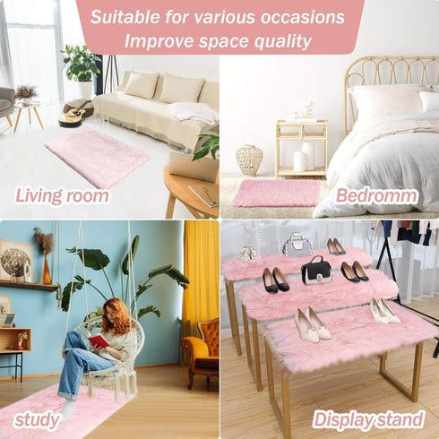 Faux Fur Rug - Soft Fluffy Area Rug 20 x 32 Inch for Bedroom, Living Room, Nursery Decor