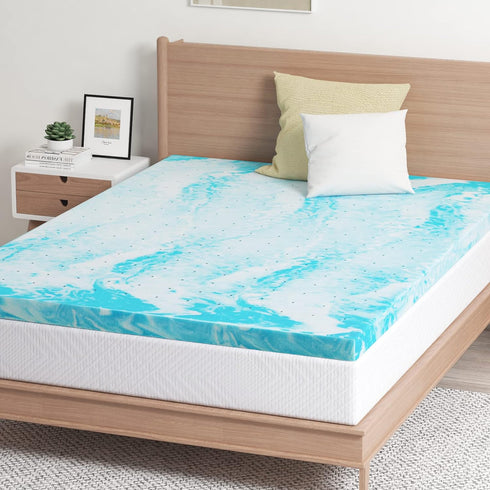 EGO Topper 2 Inch Twin Memory Foam Mattress Topper - Cooling Gel Foam for Pressure Relief, Ventilated Design Bed Topper