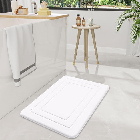 Arotive Memory Foam Bathroom Rug Mat 30x20, Ultra Soft Absorbent Bath Mat for Bathroom Floor, White