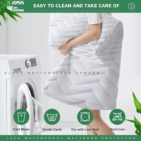 UNILIBRA Cal King Waterproof Mattress Pad, Rayon Made from Bamboo, Quilted Breathable Mattress Protector, 6''-25'' Deep
