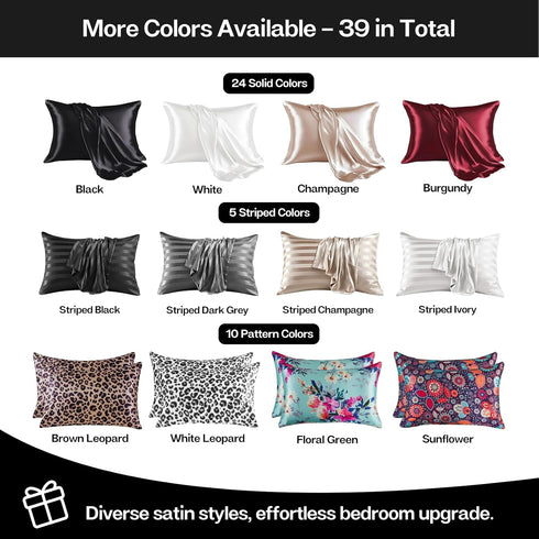 MR&HM Satin Pillowcase for Hair and Skin, Silk Satin Pillowcase 2 Pack, Queen Size (20x30, Black)