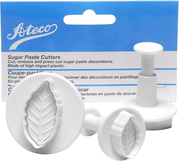 Ateco Set of 3 Narrow Leaf Cutters, Blue and White