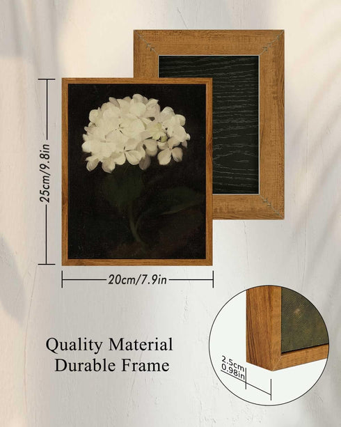 InSimSea Framed Canvas Wall Art, White Hydrangea Oil Painting Prints, Bedroom Bathroom Kitchen Office Decor 8x10 Inch