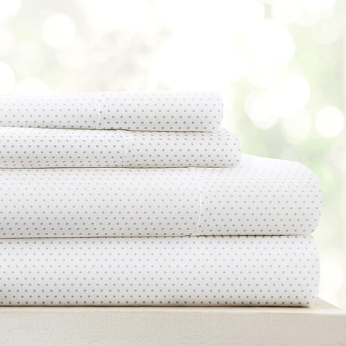 Linen Market Double-Brushed Microfiber Full Sheet Set, 4 Piece, Oeko-TEX Certified, Stippled Light Gray