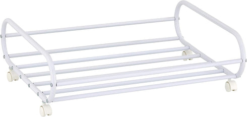 24-Inch MyGift Rolling Stainless Steel Silver Metal Under Bed Storage Cart, Space Saving Organizer Rotating Wheels