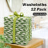 12 Pack 13x13 Inches, Jacquotha Wash Cloths Super Soft (Green Checkered), Wash Clothes Cotton Face Cloths for Washing