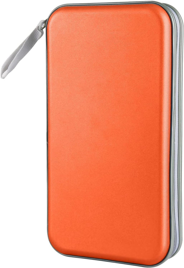 CD Case Holder, 80 Capacity Hard Plastic CD/DVD Storage Binder for Car, Home, Office, Travel (Orange)