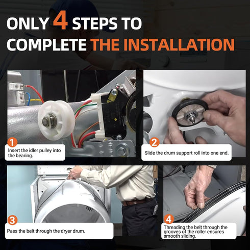 Upgraded Dryer Repair Kit for LG Kenmore Gas Dryer, Includes Drum Roller, Belt, and Idler Pulley by NISHCON