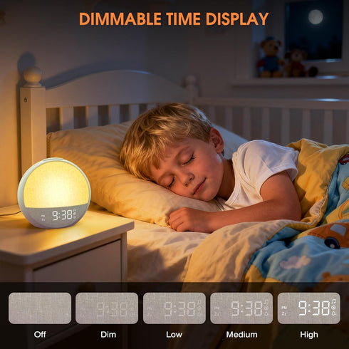 30 Dimmable Sunrise Alarm Clock, White Noise Sound Machine with Soothing Sounds, Night Light, Natural Sunlight Lamp