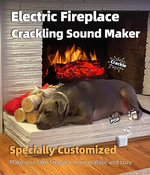 2 1 3H MSELTOS Fireplace Crackler Sound Box for Electric Fireplace, in Realistic Rechargeable Fire Crackling Sound