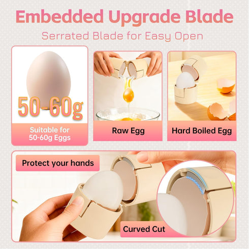 2 1 1 Pack Upgraded in Egg Shell Opener, Hard Boiled Egg Peeler Cracker with Piercer, Cute Egg Separator for Raw Eggs