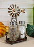 Ebros 6.5" Tall Rustic Country Farm Windmill Salt And Pepper Shakers Holder Display Stand Set in Aged Bronze Finish