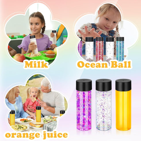 16 Pack 12 oz 350 ml) DI QIU REN Clear Plastic Bottles Empty Sensory Bottles with Caps Reusable Juice Bottles Drink