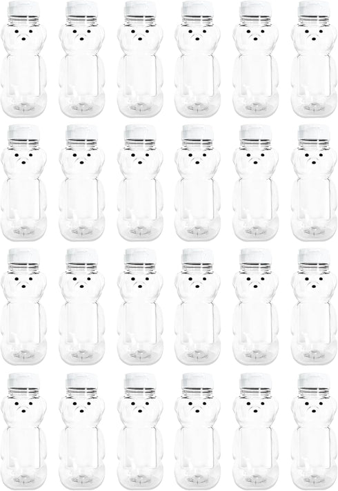 8 Ounce Plastic Squeezable Honey Bears with Sealable Flip Top Lids -