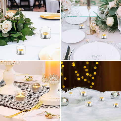 20pcs+Extra 4 Votive Tea Light Holders Bulk - Clear Glass Tealight Candle Holder for Floating Candle as Candlelit