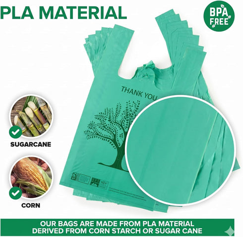 200 Pack Thank You Bags Disposable Grocery T Shirt Bags with Handles for Supermarket Groceries Produce Shopping Trash