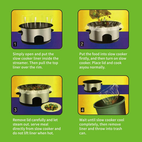 Slow Cooker Liners Disposable Cooking Bags - Small Size Pot Liners Fit 1QT to 3QT for Oval & Round Pot (10)