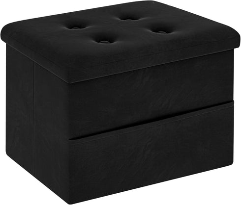 Zoes Homeware Small Storage Ottoman Foot Rest, Velvet Ottoman with Storage and